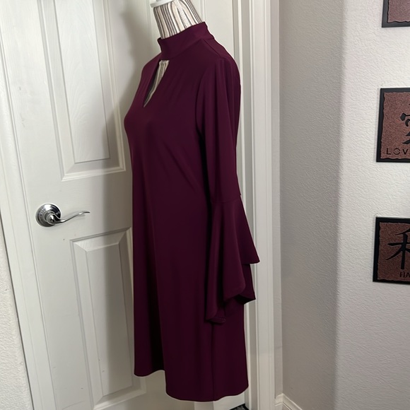 WHBM MOCK-NECK KNIT SOFT SHIFT BELL SLEEVE RICH PLUM SIZE S - Picture 9 of 14